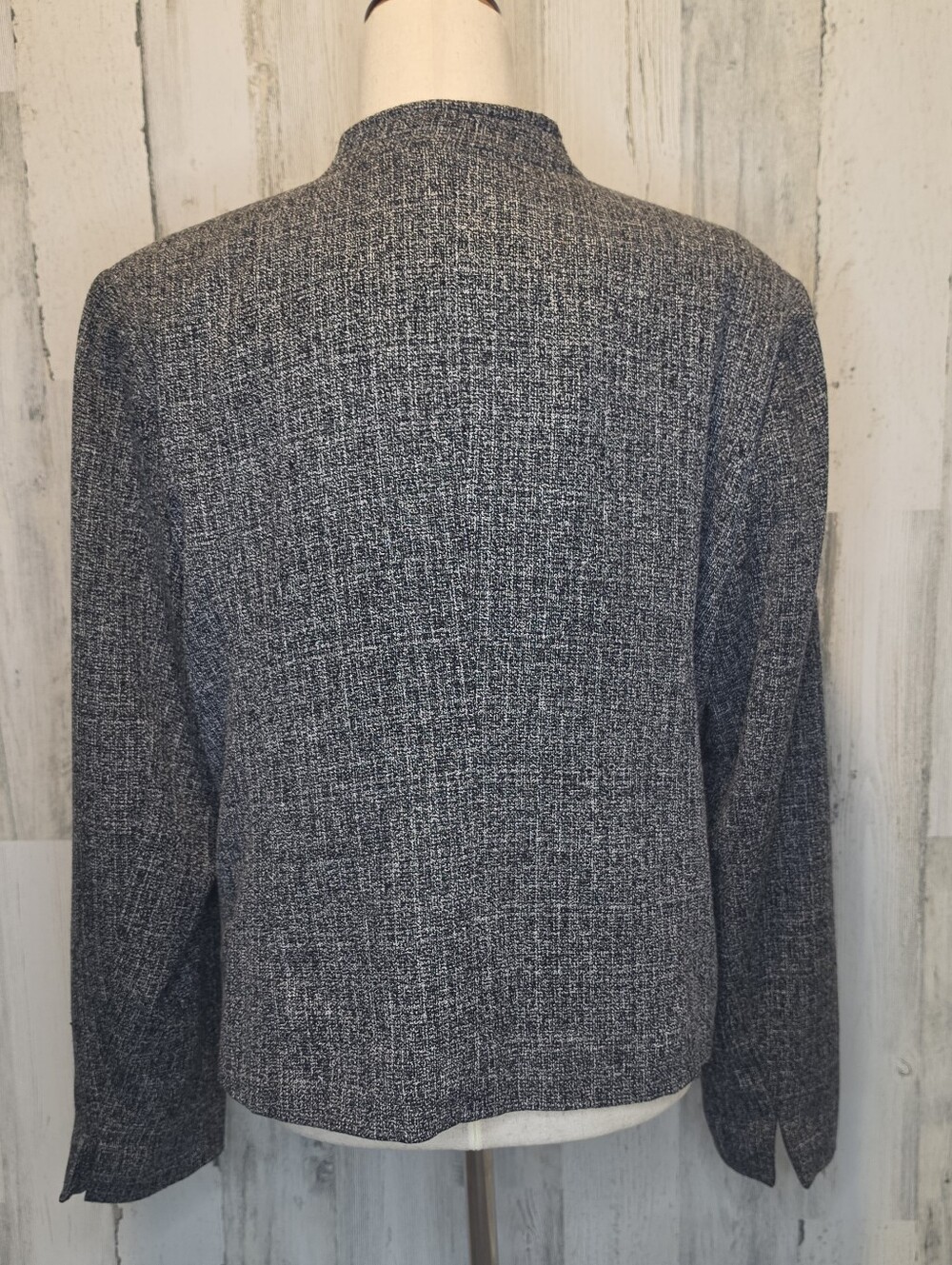 Dressbarn Women's XL Black White Tweed Zip Front Career Jacket Blazer Textured - Picture 5 of 9